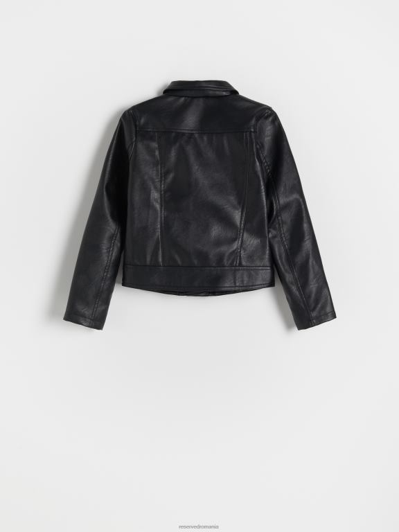 negru Reserved fetelor îmbrăcăminte geacă de motociclist 648HZ1775