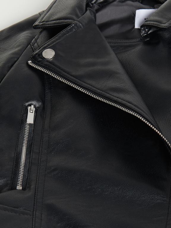 negru Reserved fetelor îmbrăcăminte geacă de motociclist 648HZ1775