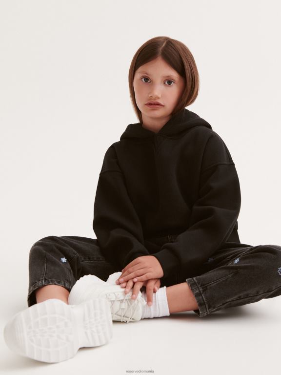 negru Reserved fetelor îmbrăcăminte hanorac cu gluga 648HZ1869