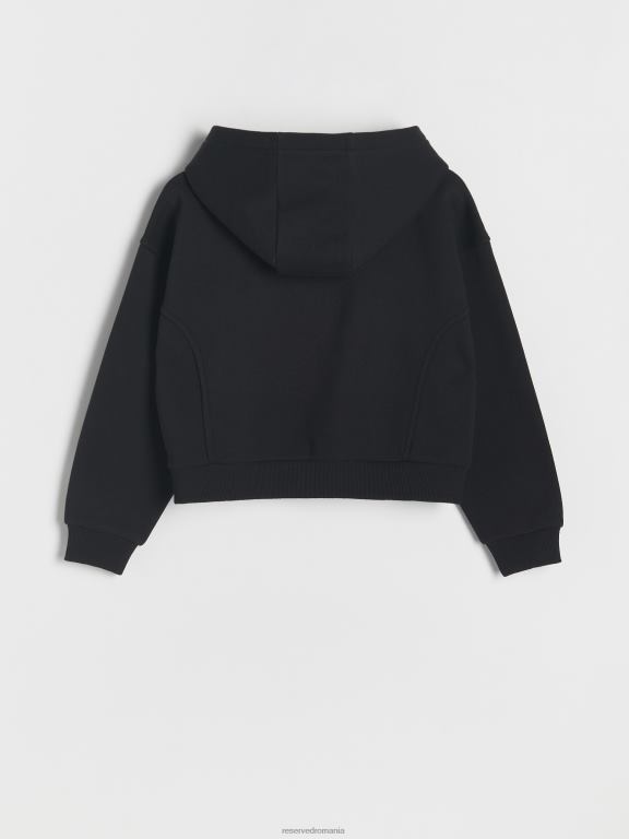 negru Reserved fetelor îmbrăcăminte hanorac cu gluga 648HZ1945