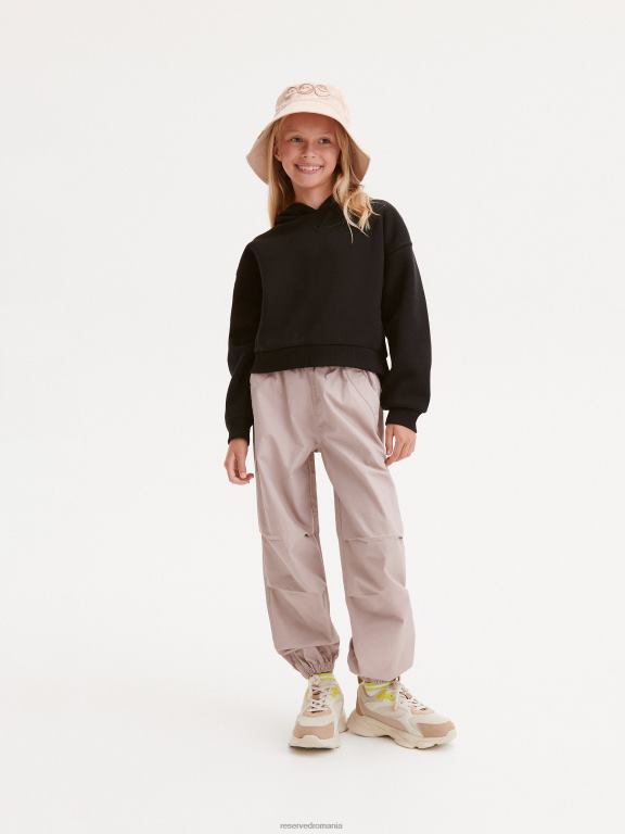 negru Reserved fetelor îmbrăcăminte hanorac cu gluga 648HZ1957