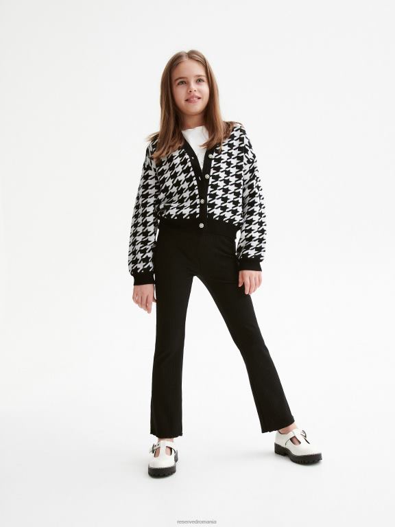 negru Reserved fetelor îmbrăcăminte pantaloni evazați din tricot în coastă 648HZ1962