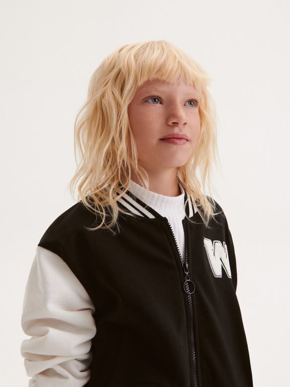 negru Reserved fetelor îmbrăcăminte top de jogging 648HZ1746