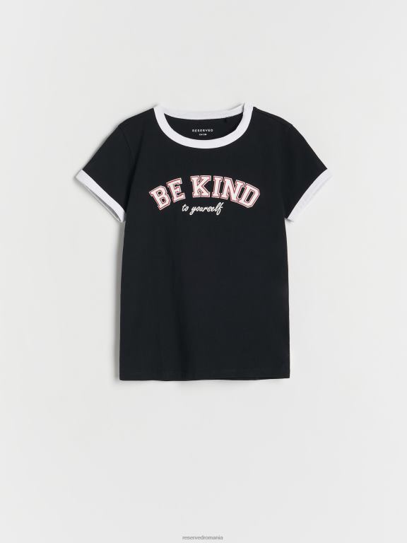 negru Reserved fetelor îmbrăcăminte tricou cu imprimeu 648HZ1899