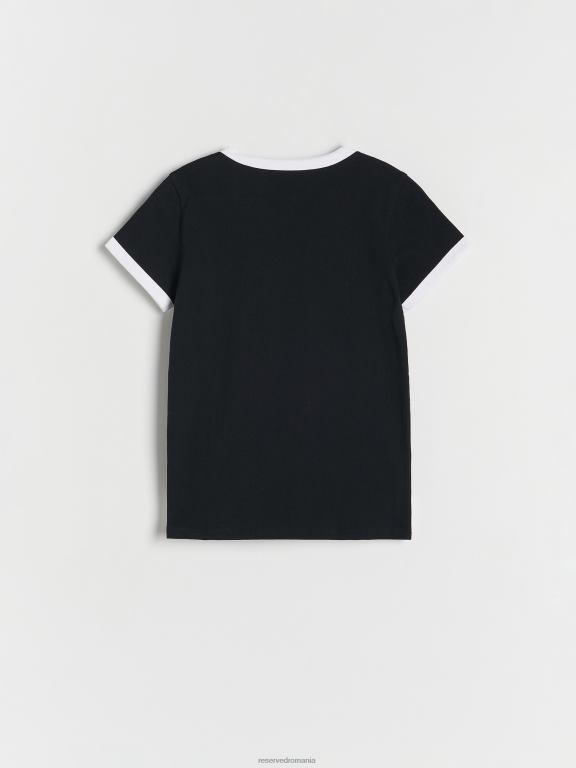 negru Reserved fetelor îmbrăcăminte tricou cu imprimeu 648HZ1899