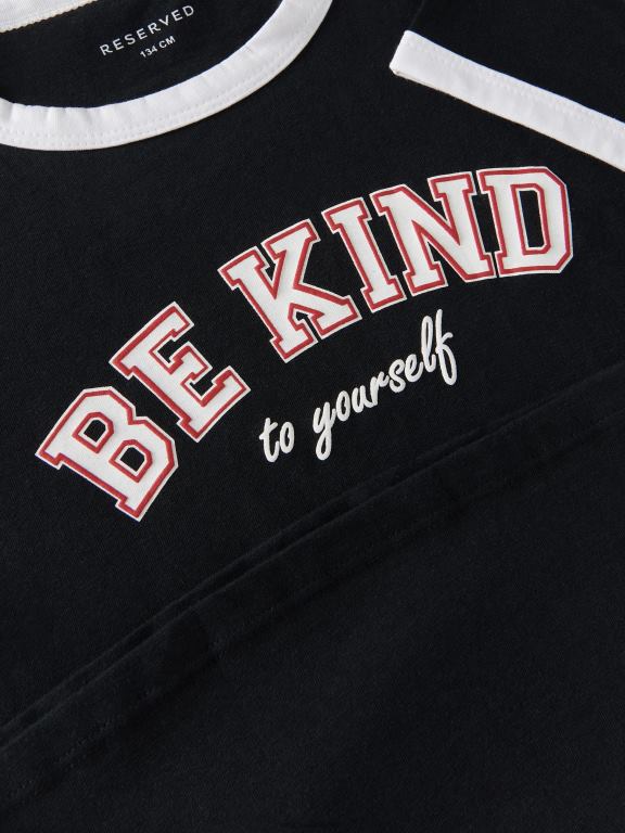 negru Reserved fetelor îmbrăcăminte tricou cu imprimeu 648HZ1899