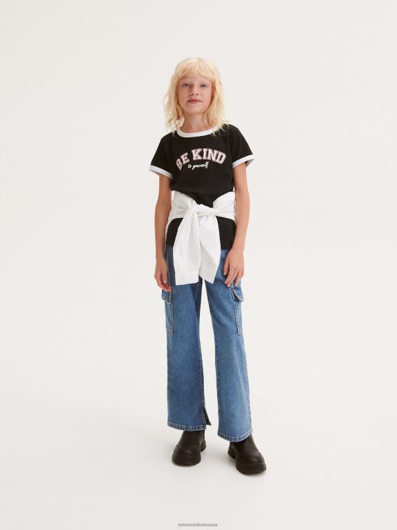 negru Reserved fetelor îmbrăcăminte tricou cu imprimeu 648HZ1899