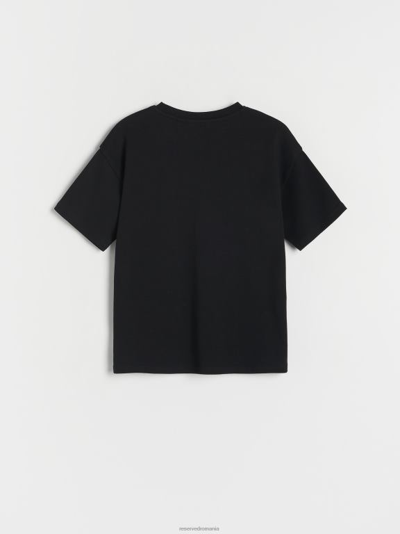 negru Reserved fetelor îmbrăcăminte tricou din bumbac 648HZ1790