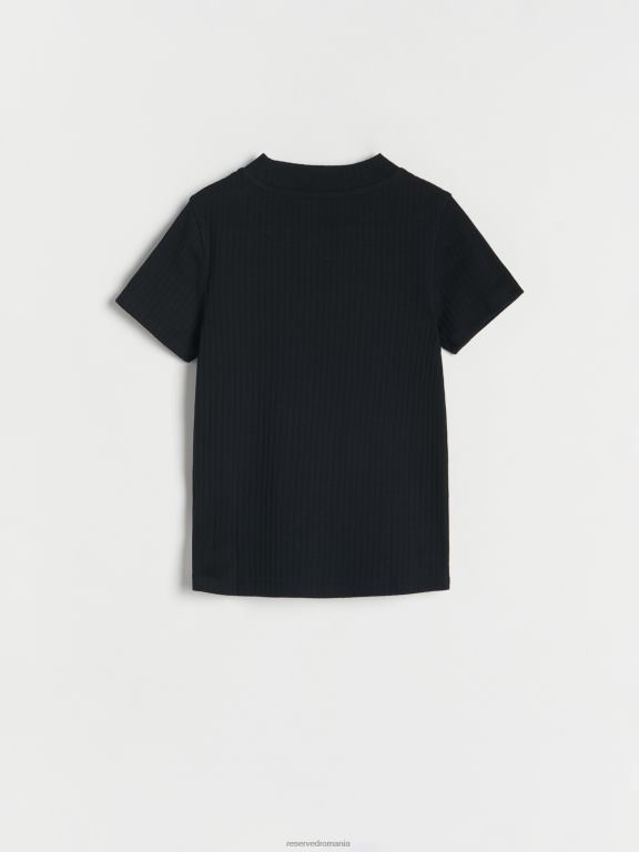 negru Reserved fetelor îmbrăcăminte tricou din tricot în coastă 648HZ1833