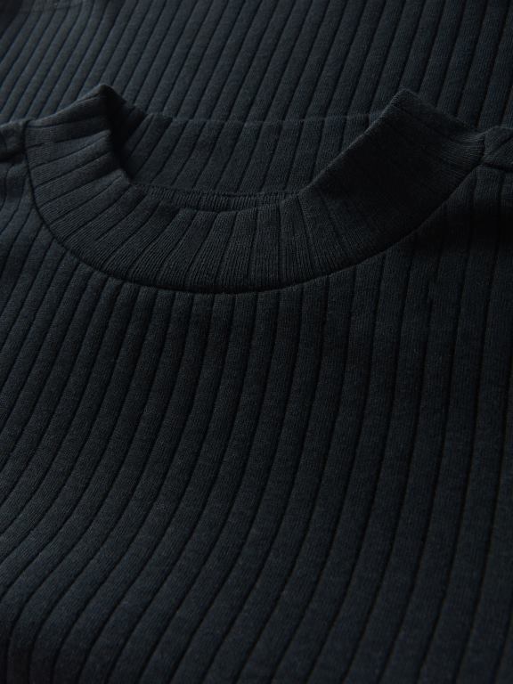 negru Reserved fetelor îmbrăcăminte tricou din tricot în coastă 648HZ1833