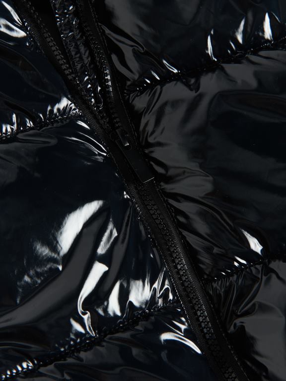 negru Reserved fetelor îmbrăcăminte vestă matlasată cu glugă 648HZ1783