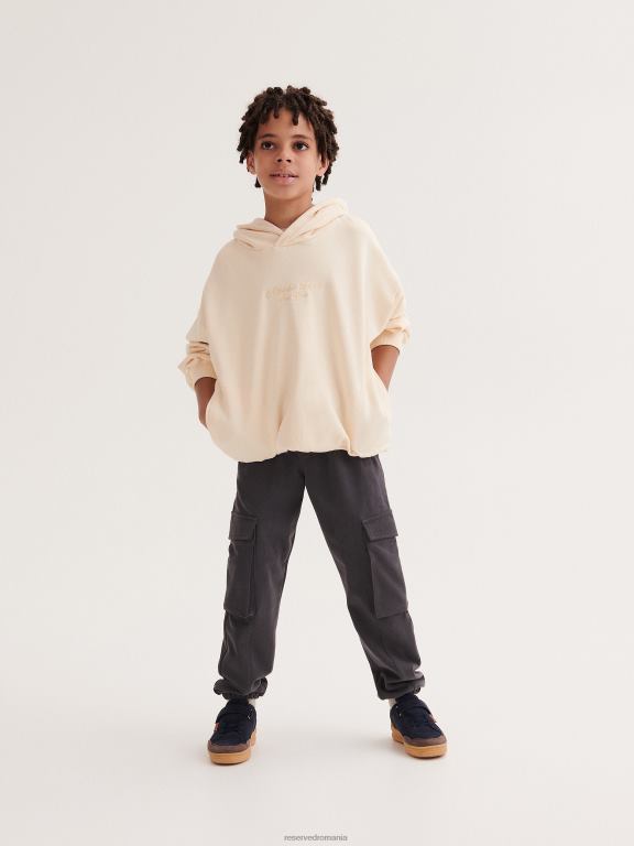 nud Reserved băieți îmbrăcăminte hanorac supradimensionat cu detaliu de broderie 648HZ2122