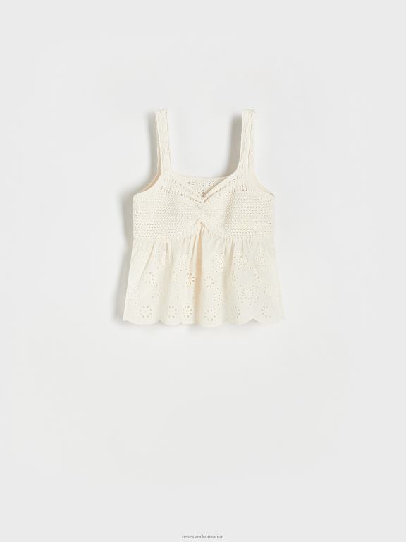 nud Reserved femei îmbrăcăminte bluză cu detaliu croșetat 648HZ356