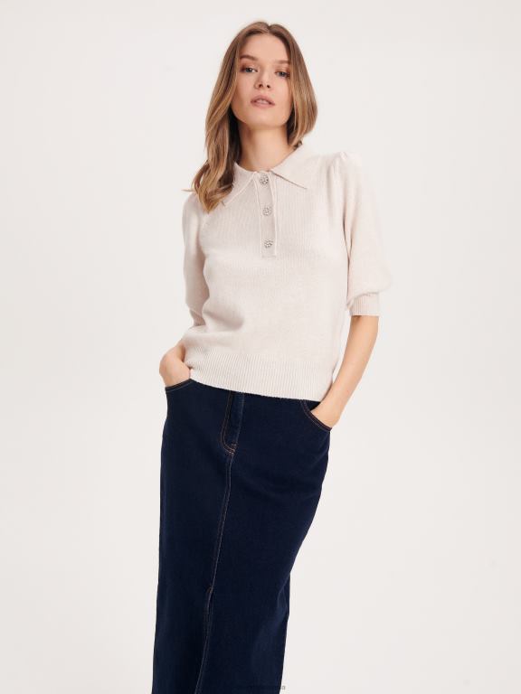 nud Reserved femei îmbrăcăminte pulover cu nasturi decorativi 648HZ908