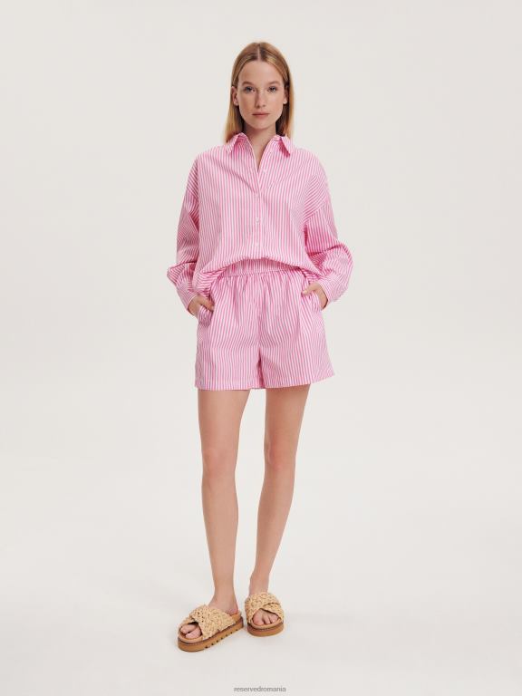 roz Reserved femei îmbrăcăminte pantaloni scurți din poplin 648HZ592