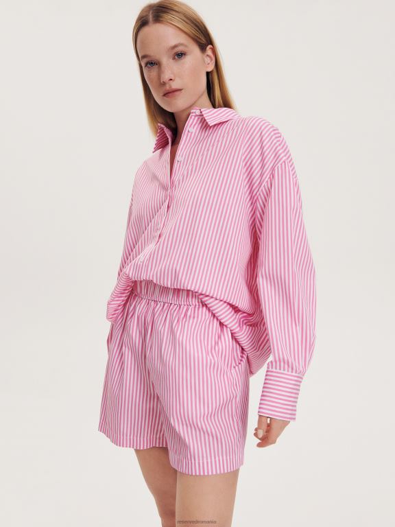 roz Reserved femei îmbrăcăminte pantaloni scurți din poplin 648HZ592