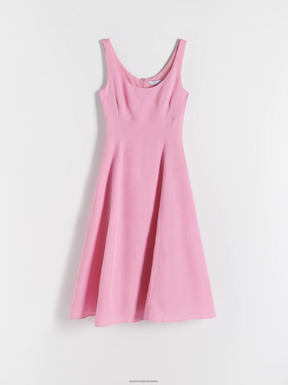roz Reserved femei îmbrăcăminte rochie midi din amestec de in 648HZ170