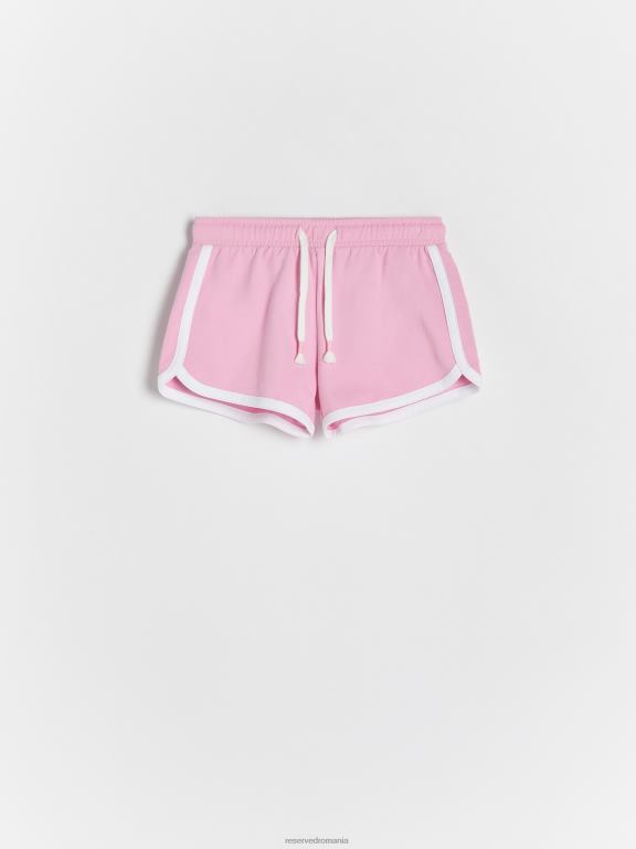 roz Reserved fetelor îmbrăcăminte pantaloni scurți din bumbac cu dungi laterale 648HZ1965