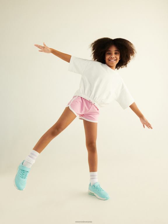 roz Reserved fetelor îmbrăcăminte pantaloni scurți din bumbac cu dungi laterale 648HZ1965