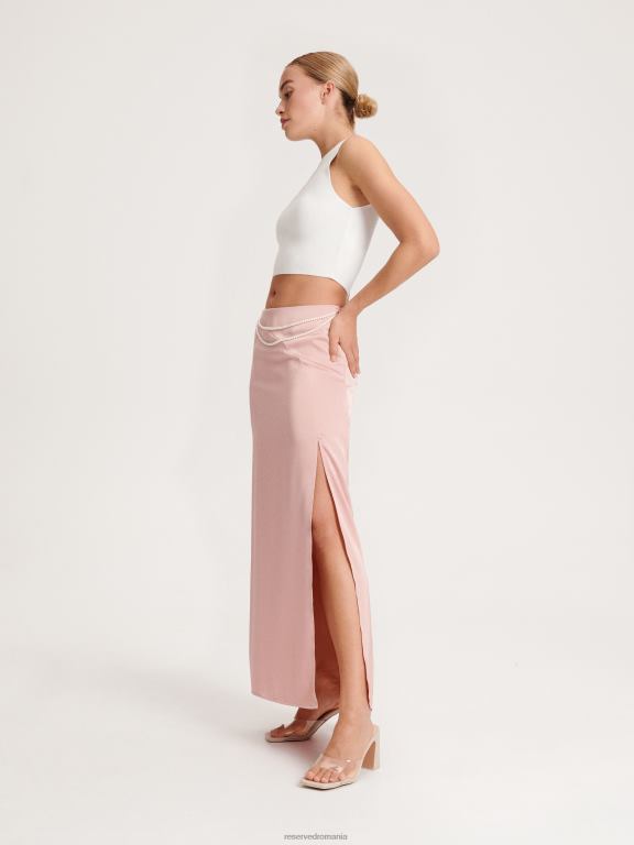 roz pastel Reserved femei îmbrăcăminte fusta cu margele decorative sidefate 648HZ840