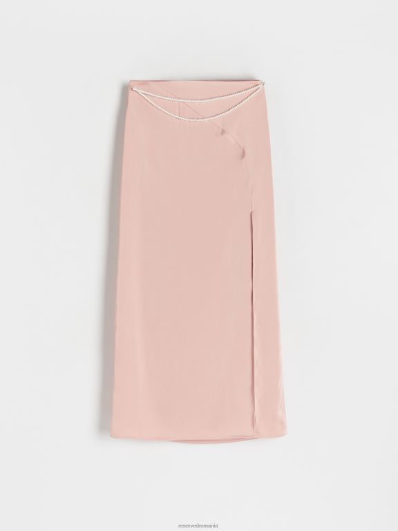 roz pastel Reserved femei îmbrăcăminte fusta cu margele decorative sidefate 648HZ840