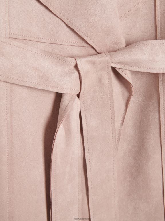 roz pastel Reserved femei îmbrăcăminte palton din piele intoarsa artificiala 648HZ867