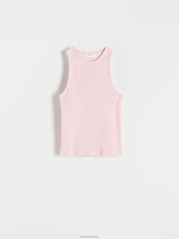 roz pastel Reserved femei îmbrăcăminte top din jerseu tricot în coastă 648HZ500