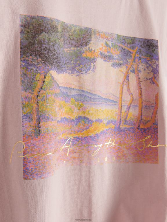 roz pastel Reserved femei îmbrăcăminte tricou kimono cu imprimeu 648HZ370