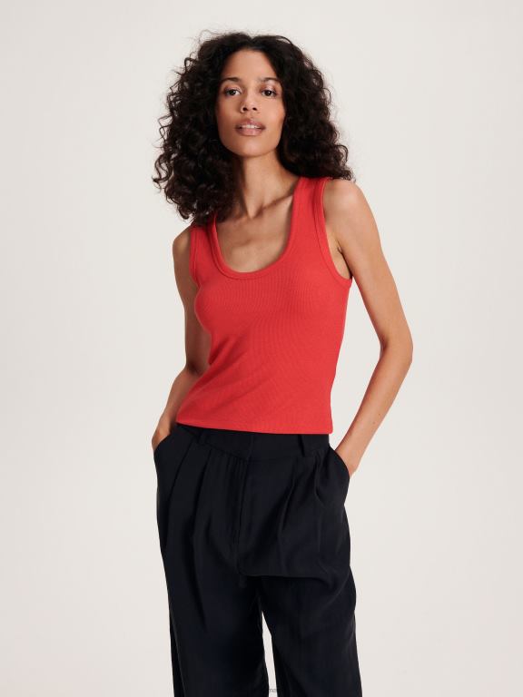 roșu Reserved femei îmbrăcăminte top din amestec de viscoza 648HZ494