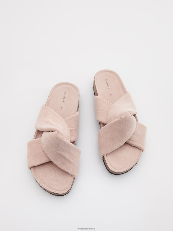 trandafir prăfuit Reserved femei pantofi glisoare cu detaliu cravată 648HZ962