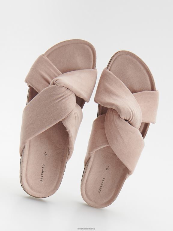 trandafir prăfuit Reserved femei pantofi glisoare cu detaliu cravată 648HZ962