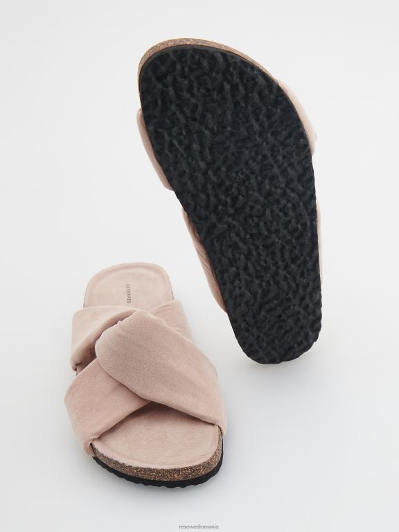 trandafir prăfuit Reserved femei pantofi glisoare cu detaliu cravată 648HZ962