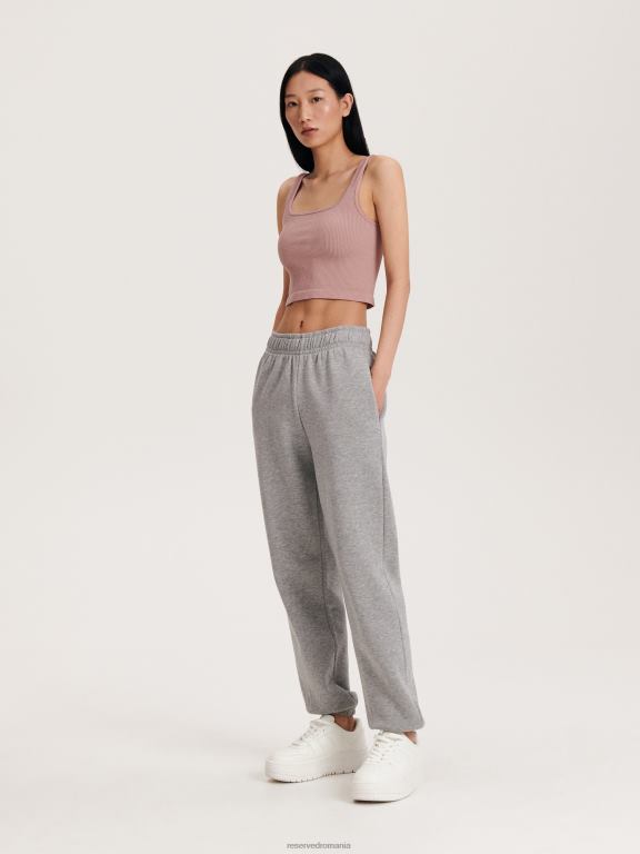 trandafir prăfuit Reserved femei îmbrăcăminte crop top tricot în coastă 648HZ508