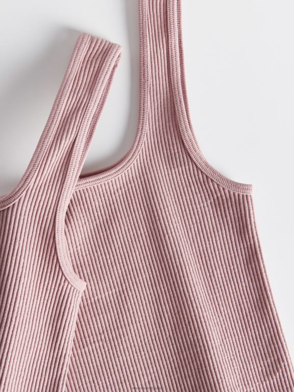 trandafir prăfuit Reserved femei îmbrăcăminte crop top tricot în coastă 648HZ508