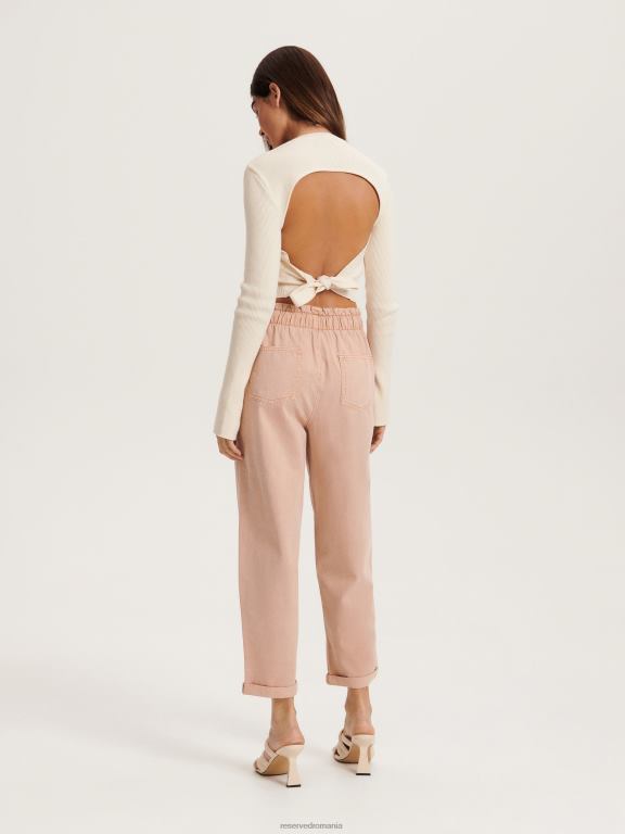 trandafir prăfuit Reserved femei îmbrăcăminte pantaloni cu design paperbag 648HZ699