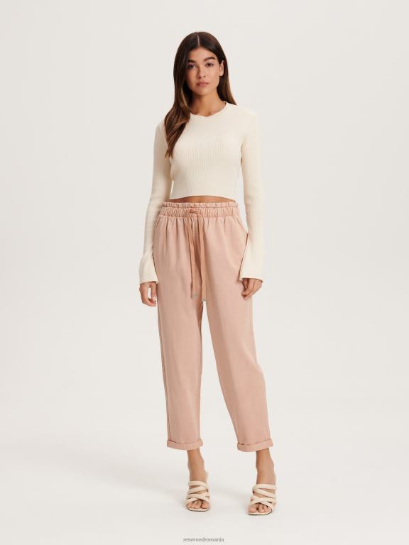 trandafir prăfuit Reserved femei îmbrăcăminte pantaloni cu design paperbag 648HZ699