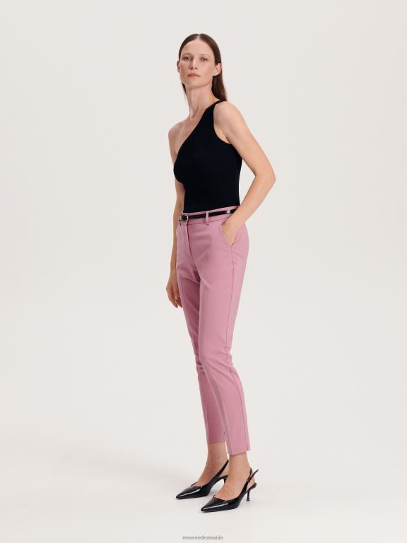 trandafir prăfuit Reserved femei îmbrăcăminte pantaloni de tigara cu centura 648HZ657