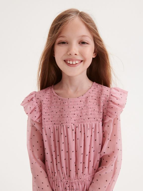 trandafir prăfuit Reserved fetelor îmbrăcăminte rochie cu model fin 648HZ1937