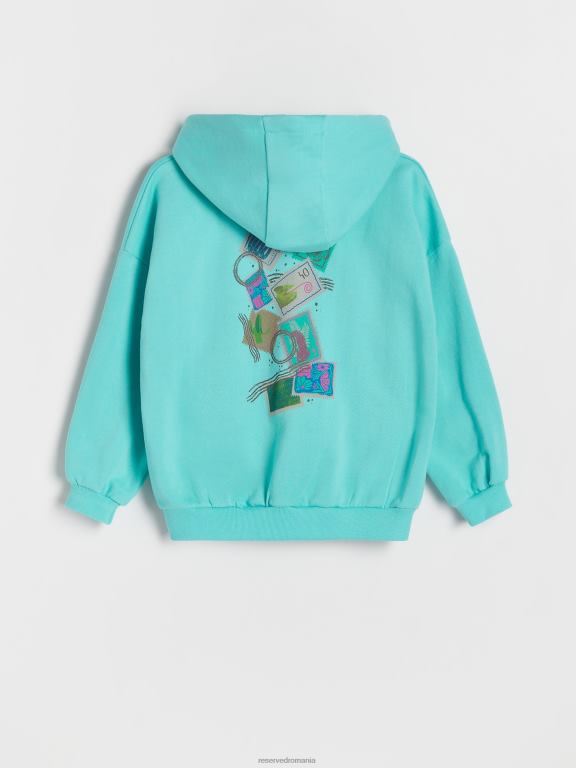 turcoaz Reserved băieți îmbrăcăminte hanorac supradimensionat 648HZ2213