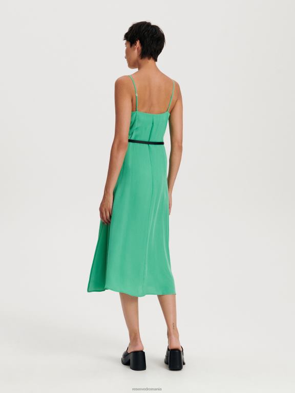 turcoaz Reserved femei îmbrăcăminte rochie midi cu centura 648HZ63