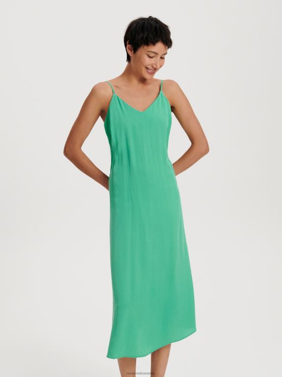 turcoaz Reserved femei îmbrăcăminte rochie midi cu centura 648HZ63