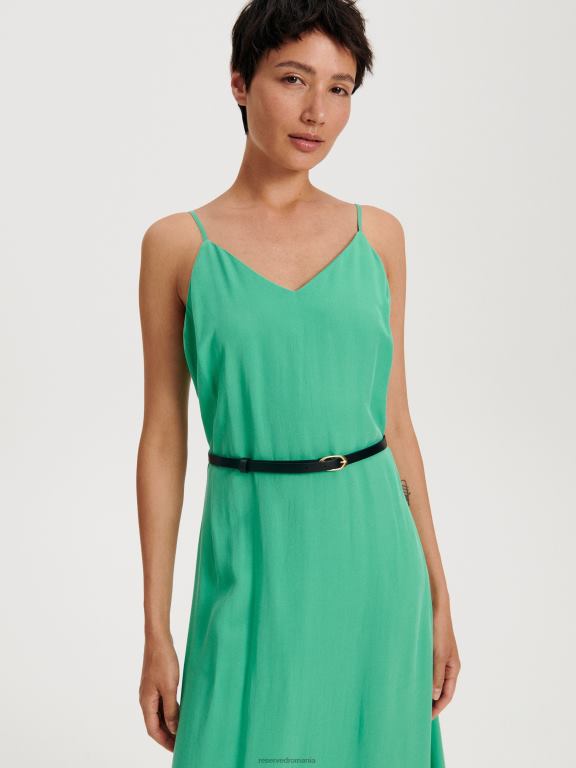 turcoaz Reserved femei îmbrăcăminte rochie midi cu centura 648HZ63