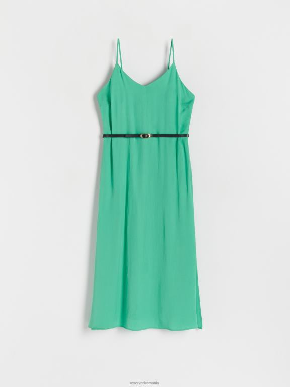 turcoaz Reserved femei îmbrăcăminte rochie midi cu centura 648HZ63