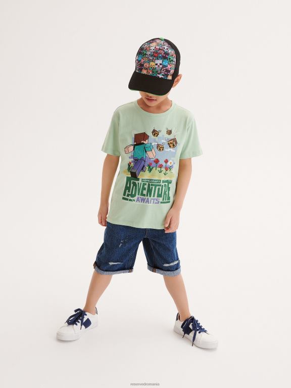 turcoaz deschis Reserved băieți îmbrăcăminte tricou supradimensionat minecraft 648HZ2148