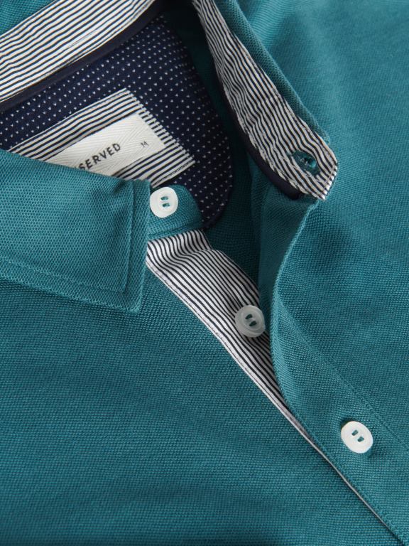 turcoaz închis Reserved bărbați îmbrăcăminte tricou polo cu talie regulată 648HZ1326