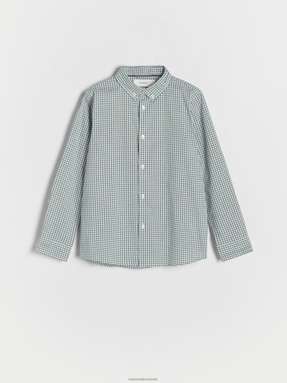 verde Reserved băieți îmbrăcăminte cămașă din bumbac cu carouri 648HZ2059