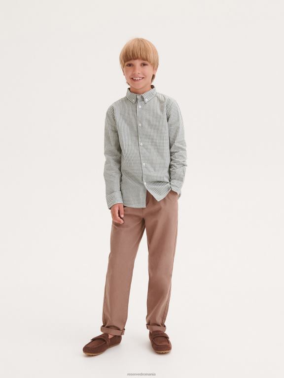 verde Reserved băieți îmbrăcăminte cămașă din bumbac cu carouri 648HZ2059