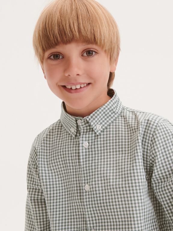 verde Reserved băieți îmbrăcăminte cămașă din bumbac cu carouri 648HZ2059