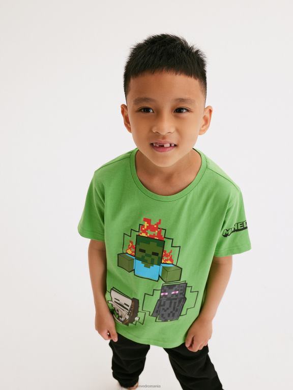 verde Reserved băieți îmbrăcăminte tricou supradimensionat minecraft 648HZ2084