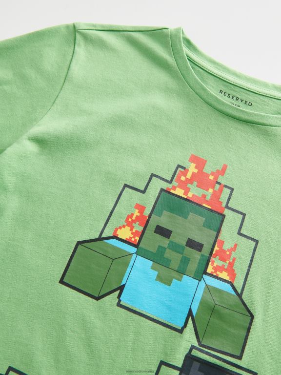 verde Reserved băieți îmbrăcăminte tricou supradimensionat minecraft 648HZ2084